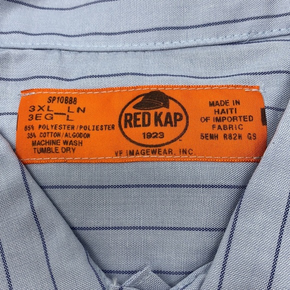 NWT Red Kap blue stripe long sleeve work shirt Button up pockets - Picture 2 of 2